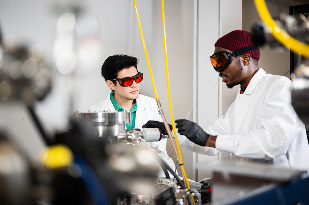 Students conducting semiconductor research in the lab