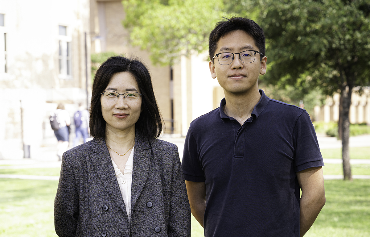 Photo of UNT assistant professors Xiao Li and Yuanxi Wang